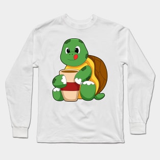 Turtle with Cup of Coffee Long Sleeve T-Shirt